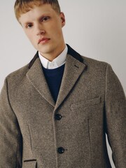 Neutral Wool Rich Epsom With Corduroy Trim Coat - Image 4 of 11