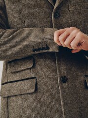 Neutral Wool Rich Epsom With Corduroy Trim Coat - Image 5 of 11