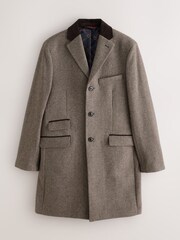 Neutral Wool Rich Epsom With Corduroy Trim Coat - Image 7 of 11