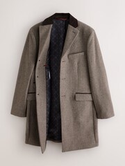 Neutral Wool Rich Epsom With Corduroy Trim Coat - Image 8 of 11