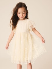 Ivory Bow Embellished Mesh Occasion Dress (3-16yrs) - Image 2 of 4