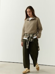 Green Cable Quarter Zip Sweatshirt - Image 2 of 4