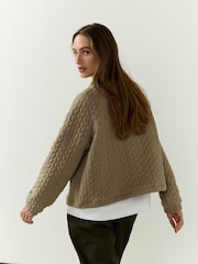 Green Cable Quarter Zip Sweatshirt - Image 3 of 4