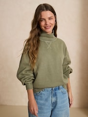 Washed Green High Neck Sweatshirt - Image 1 of 5