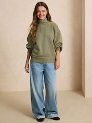 Washed Green High Neck Sweatshirt - Image 2 of 5