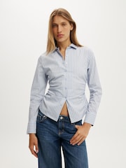 Cotton On Blue Peyton Gathered Long Sleeve Shirt - Image 1 of 4