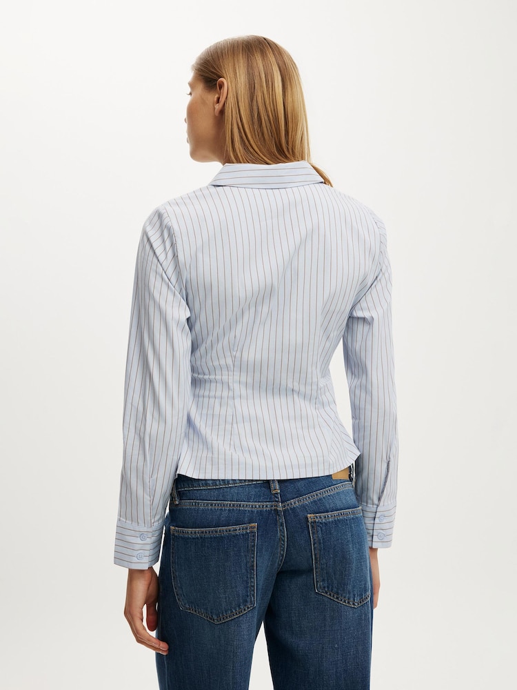 Cotton On Blue Peyton Gathered Long Sleeve Shirt - Image 2 of 4
