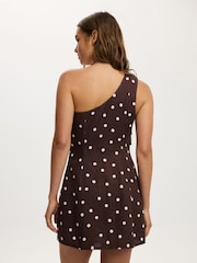 Cotton On Brown Linen Luxe One Shoulder Dress - Image 2 of 5