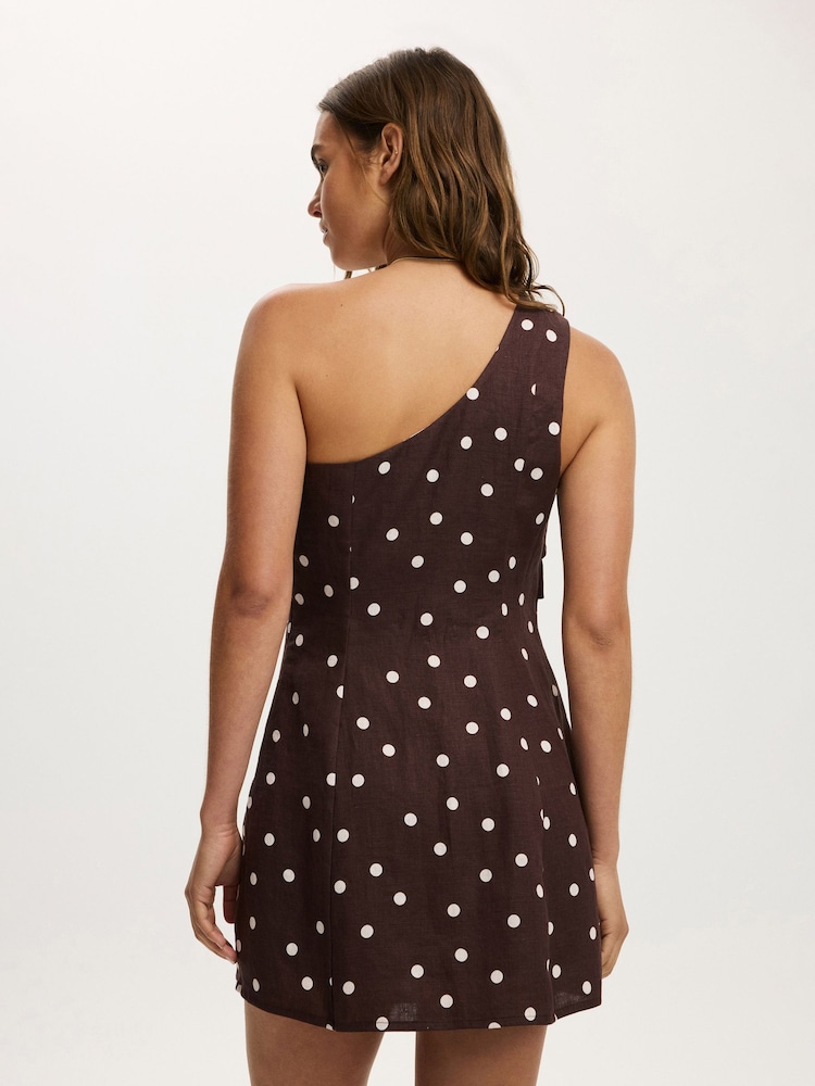 Cotton On Brown Linen Luxe One Shoulder Dress - Image 2 of 5 Cotton On Brown Linen Luxe One Shoulder Dress - Image 2 of 5