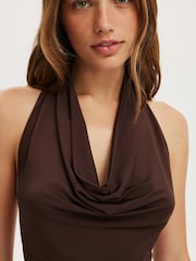 Cotton On Brown Lou Cowl Halter Top - Image 4 of 4