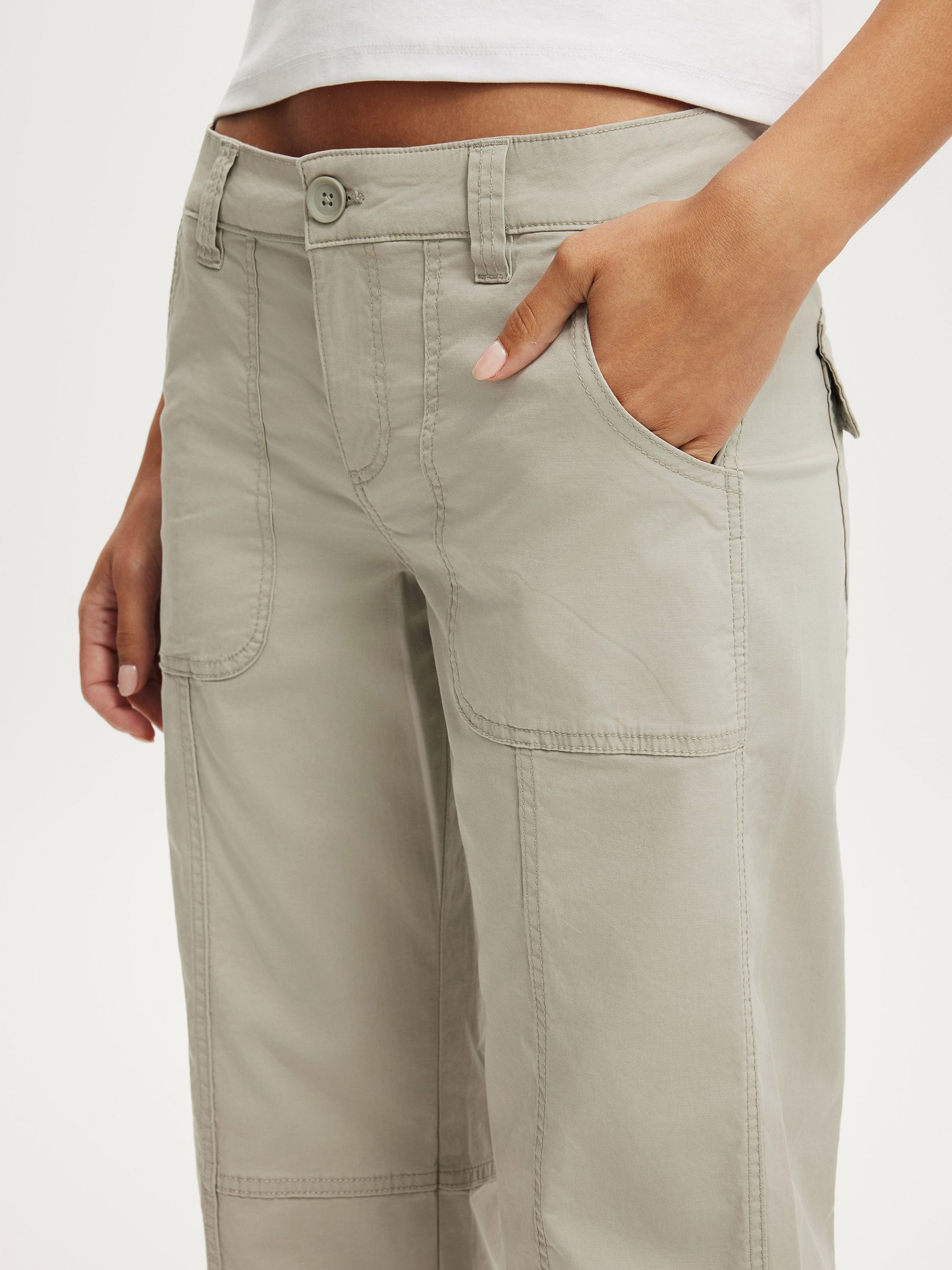 Buy Cotton On Grey Lexi Low Rise Utility Trousers from the Next UK