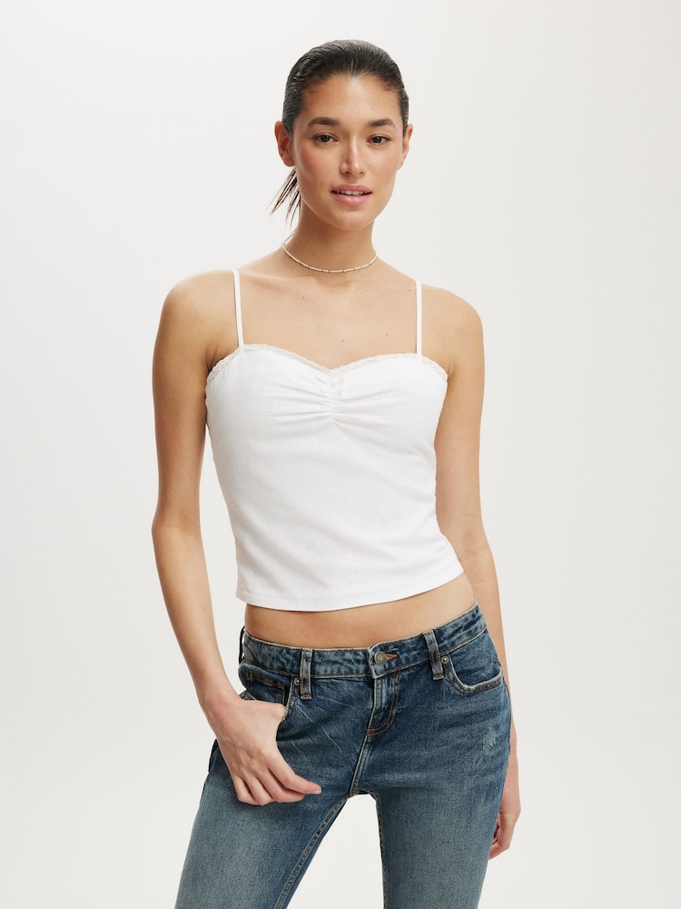Cotton On White Bow Cotton Cami Blouse - Image 1 of 5 Cotton On White Bow Cotton Cami Blouse - Image 1 of 5