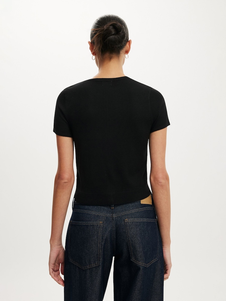 Cotton On Black Cap Sleeve Crew Neck Cardigan - Image 2 of 4