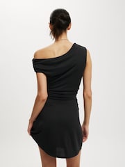 Cotton On Black Sandy Asymmetric Mini Dress - Image 2 of 4