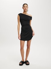 Cotton On Black Sandy Asymmetric Mini Dress - Image 3 of 4