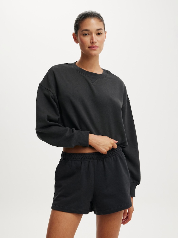 Cotton On Grey Cropped Fleece Jumper - Image 1 of 6