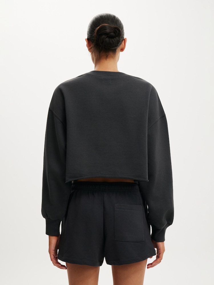 Cotton On Grey Cropped Fleece Jumper - Image 2 of 6