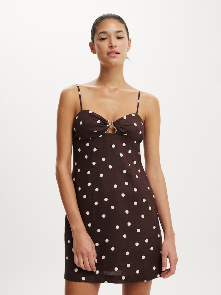 Cotton On Brown Luxe Linen Strappy Dress - Image 1 of 4
