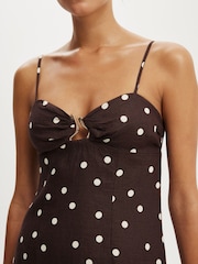 Cotton On Brown Luxe Linen Strappy Dress - Image 4 of 4