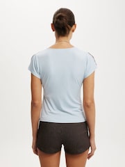 Cotton On Blue Marlo Wrap Short Sleeve Blouse - Image 2 of 5
