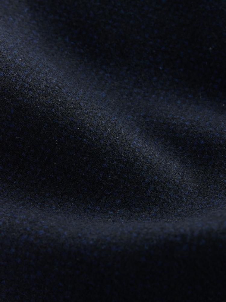 Navy Wool Blend Textured Funnel Neck Drummer Coat - Image 10 of 10 Navy Wool Blend Textured Funnel Neck Drummer Coat - Image 10 of 10