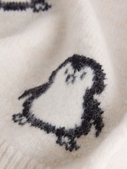 Black/Ecru Penguin All Over Character Knitted Crew Neck Jumper (3mths-7yrs) - Image 4 of 4