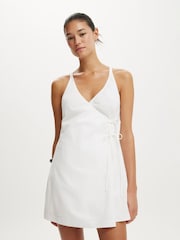 Cotton On White Isabelle Halter Neck Wrap Mini Dress - Image 1 of 4