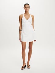 Cotton On White Isabelle Halter Neck Wrap Mini Dress - Image 3 of 4
