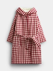 JoJo Maman Bébé Burgundy Gingham Dressing Gown - Image 3 of 6