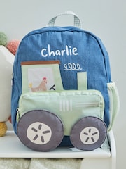 Personalised Tractor Denim Medium Character Backpack by My 1st Years - Image 1 of 5