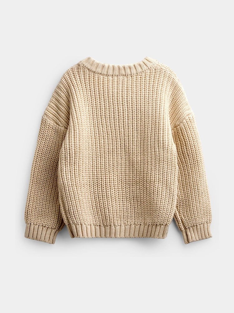 JoJo Maman Bébé Natural Pumpkin Embroidered Knitted Jumper - Image 2 of 4