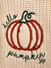 JoJo Maman Bébé Natural Pumpkin Embroidered Knitted Jumper - Image 4 of 4