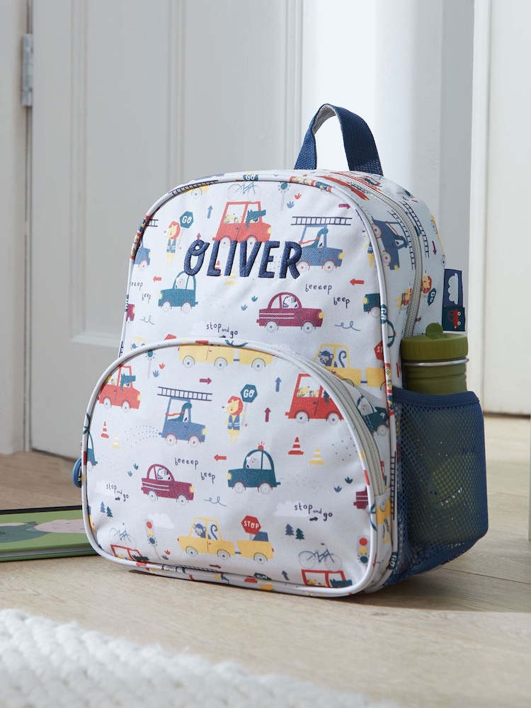 Personalised Transport Print Medium Backpack by My 1st Years - Image 1 of 4