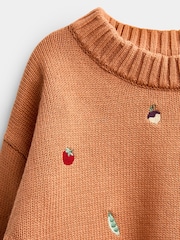 JoJo Maman Bébé Rust Orange Harvest Embroidered Knitted Jumper - Image 3 of 4