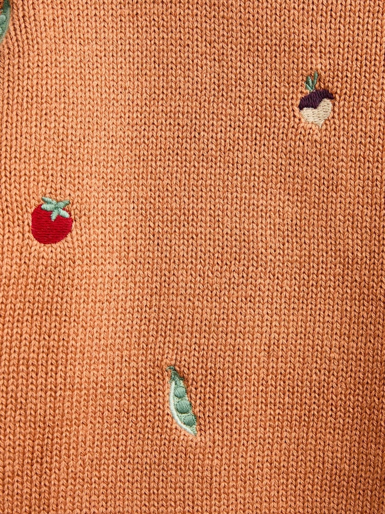 JoJo Maman Bébé Rust Orange Harvest Embroidered Knitted Jumper - Image 4 of 4 JoJo Maman Bébé Rust Orange Harvest Embroidered Knitted Jumper - Image 4 of 4