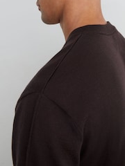 Reiss Bitter Brown Earlsfield Merino Wool V-Neck Jumper - Image 4 of 7