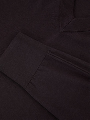 Reiss Bitter Brown Earlsfield Merino Wool V-Neck Jumper - Image 7 of 7