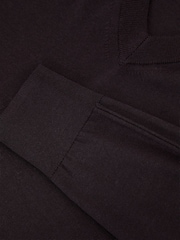 Reiss Bitter Brown Earlsfield Merino Wool V-Neck Jumper - Image 8 of 8
