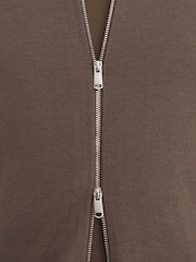 Reiss Ridge Brown Hampshire Merino Wool Funnel-Neck Zipped Cardigan - Image 3 of 6