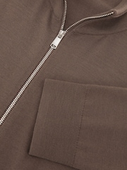 Reiss Ridge Brown Hampshire Merino Wool Funnel-Neck Zipped Cardigan - Image 6 of 6