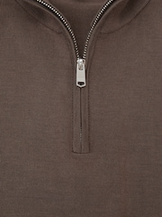 Reiss Ridge Brown Blackhall Merino Wool Half-Zip Funnel-Neck Jumper - Image 6 of 6