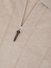Reiss Oatmeal Martindale Wool Check-Textured Zip-Through Cardigan - Image 6 of 6