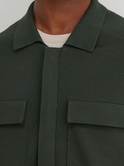 Reiss Dark Green Fleetwood Twin-Pocket Concealed-Placket Knitted Jacket - Image 4 of 6