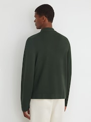 Reiss Dark Green Fleetwood Twin-Pocket Concealed-Placket Knitted Jacket - Image 5 of 6