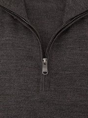 Reiss Dark Wicker Brown Blackhall Merino Wool Half-Zip Funnel-Neck Jumper - Image 6 of 6