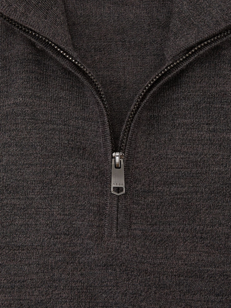 Reiss Dark Wicker Brown Blackhall Merino Wool Half-Zip Funnel-Neck Jumper - Image 6 of 6 Reiss Dark Wicker Brown Blackhall Merino Wool Half-Zip Funnel-Neck Jumper - Image 6 of 6