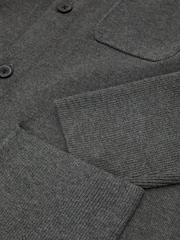 Reiss Charcoal Grey Fitzwilliam Rib-Knit Detail Button-Through Cardigan - Image 6 of 6