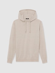 Reiss Stone Mouline Holland Merino Wool Drawstring Hoodie - Image 2 of 6