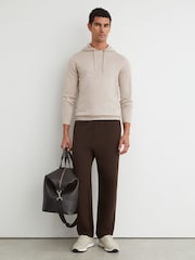 Reiss Stone Mouline Holland Merino Wool Drawstring Hoodie - Image 3 of 6