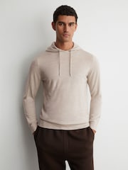 Reiss Stone Mouline Holland Merino Wool Drawstring Hoodie - Image 4 of 6